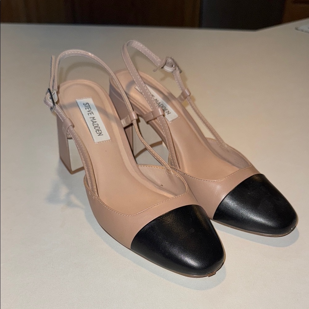 Steve Madden Nude and Black Heels